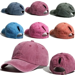 Women's baseball cap with ponytail design suitable for outdoor sports, running, and sun protection