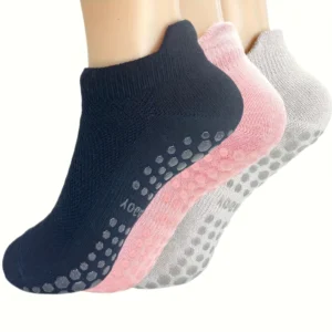 3 Pairs Grip Pilates Socks for Women Yoga Athletic Socks for Barre Ballet Barefoot Workout