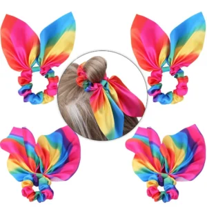 Rainbow Bow Hair Ties for Women and Girls